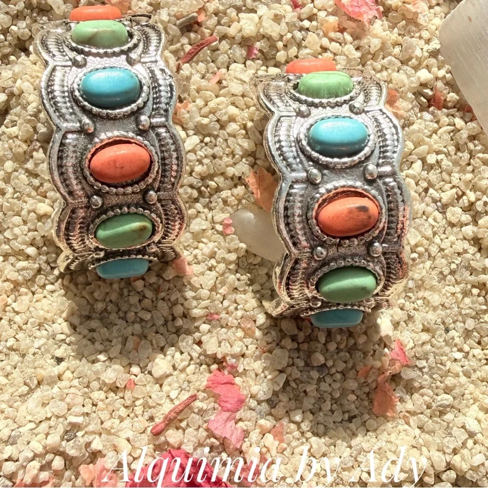 SUMMER + Hoops turquoise and Silver Earrings - Picture 2 of 2